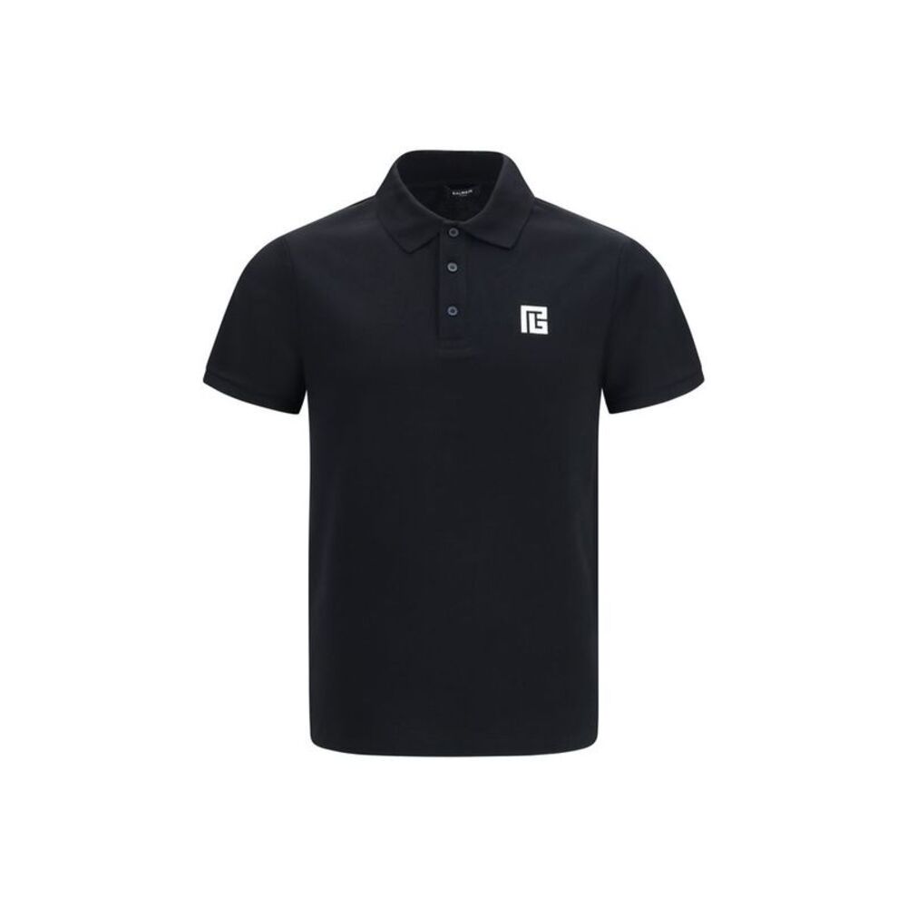 Balmain Black Cotton Polo Men's Shirt